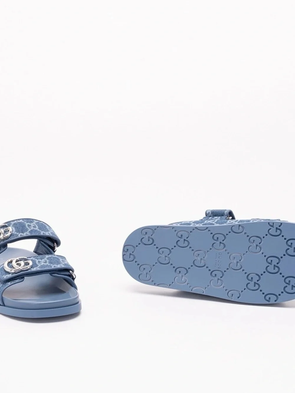 GUCCI GG logo double strap denim slides sandals - Picture 7 of 7